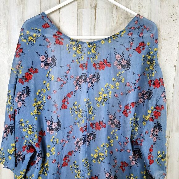 Time and Tru Floral Lace Fringe Cardigan Kimono Blue Size One Size - Picture 10 of 11